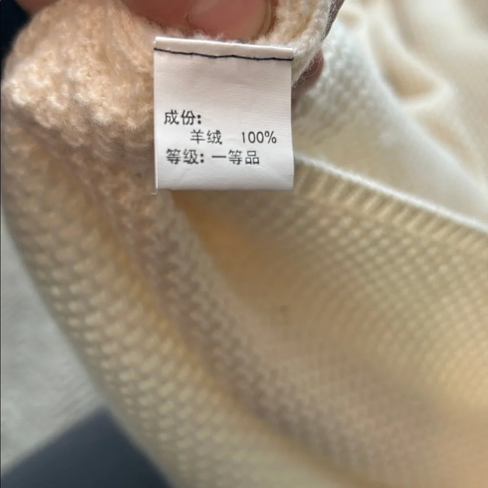 DONGXIAC Ordos Cashmere Knit Dress Ivory Long Sleeve Size 95 Luxury - Picture 12 of 16